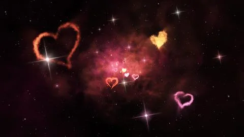 Cosmic hearts background Stock Illustration
