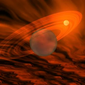 Cosmic image of a giant gaseous ringed planet. Stock Illustration