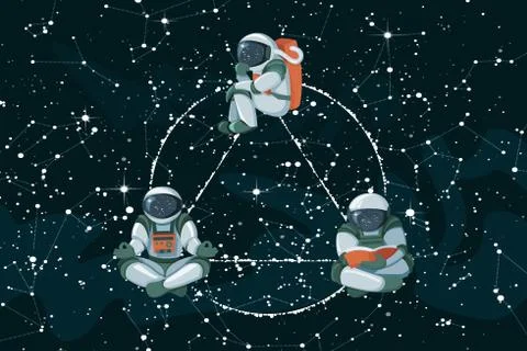 Cosmic knowledge sources reading, analysis and meditation on space with stars 스톡 일러스트