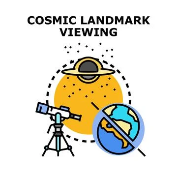 Cosmic landmark viewing and exploring universe concept Stock Illustration