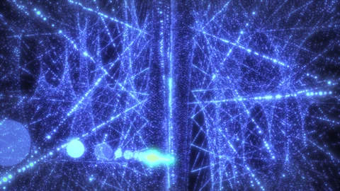 Cosmic laser show of particles in outer space.Twisting spinning futuristic BG Stock Footage 253198681