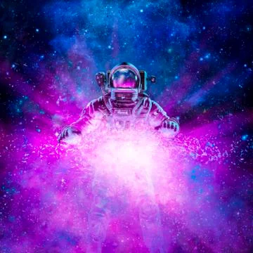 Cosmic light astronaut Illustrazione stock