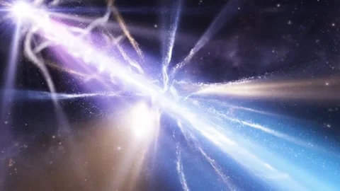 Cosmic Light Beams in Starry Galaxy Stock Footage 324807580