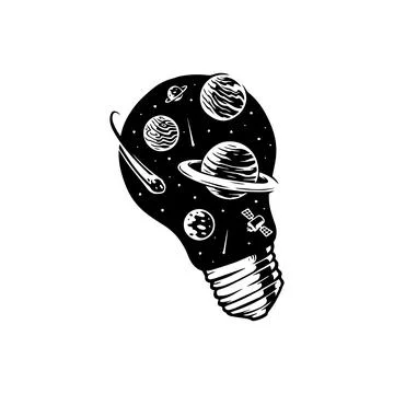 Cosmic Light Bulb Illustration. Vector icon. Stock Illustration