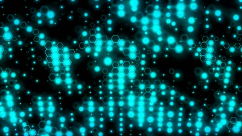 Cosmic magical background. Depth of field. Blue hexagons. Business Stock Footage 89570638