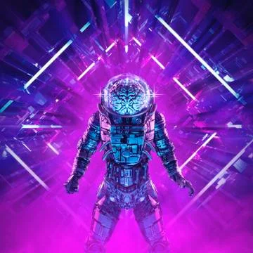 Cosmic mind astronaut Stock Illustration