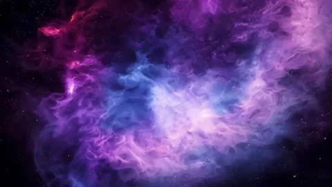 Cosmic nebula cloudscape swirling across dark universe, revealing intricate Stock Footage 310302230