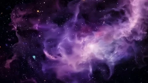 Cosmic nebula dynamically transforming, revealing vibrant purple and pink hues Stock Footage 310388912