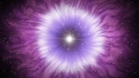 Cosmic Nebula Eye with Glowing Star Core and Purple Plasma Loop Stock Footage 346215721