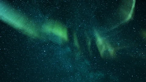 Cosmic Night Symphony Aurora and Milky Way Loop 8K Stock Footage 335720354