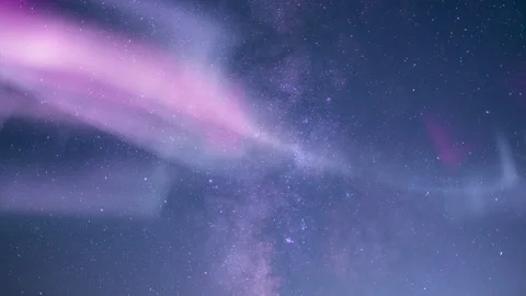 Cosmic Night Symphony Aurora and Milky Way Time Lapse 8K Stock Footage 337906691