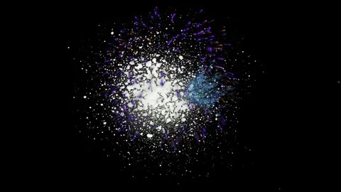 Cosmic particle collision in deep space with vibrant energy bursts and Vídeos de archivo 345864896