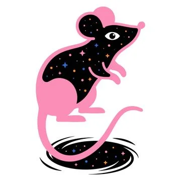 Cosmic Pink Mouse Illustration 스톡 일러스트