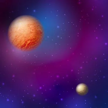 Cosmic planets with a starry sky. Illustrazione stock
