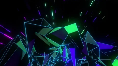 Cosmic Polygonal Tunnel Flight Stock Footage 73156884