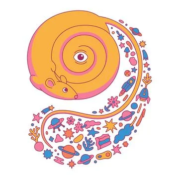 Cosmic Rat Illustration Stock Illustration
