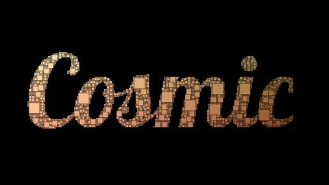 Cosmic Rays Pixelated Text Changing Looping Squares With Glitch Effect Stock Footage 113882580