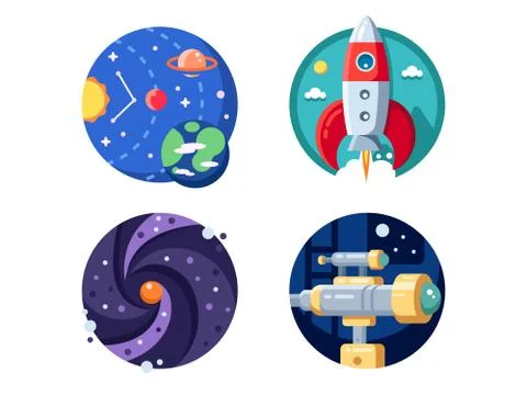 Cosmic research of solar system Stock Illustration