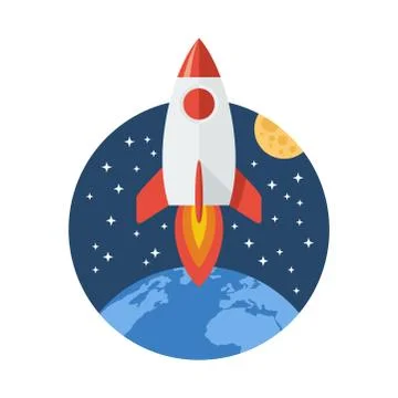 Cosmic rocket and exploration icon Stock Illustration