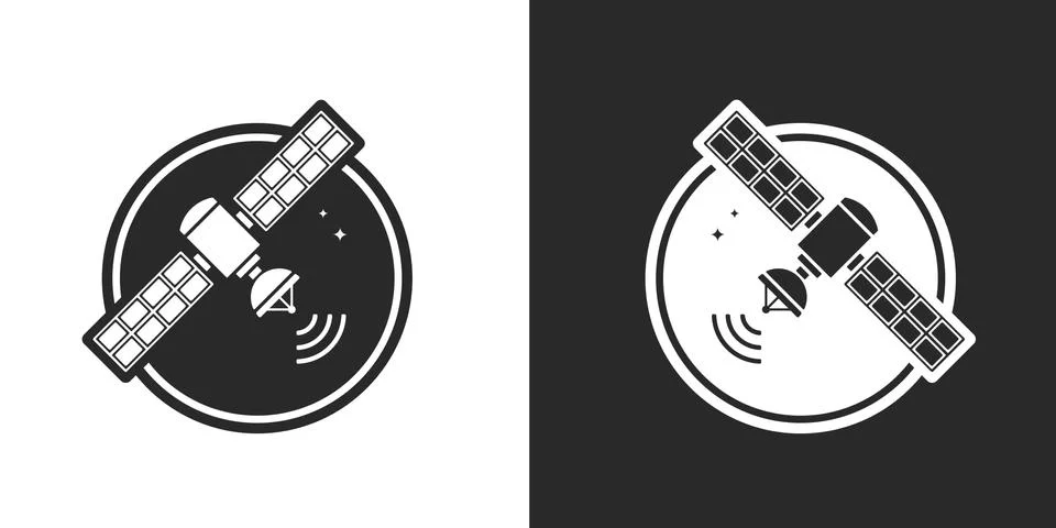 Cosmic satellite vector logo Stock Illustration