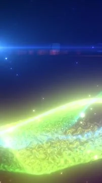 Cosmic scene with blue starry background and vibrant green-blue energy stream 스톡 일러스트