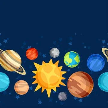 Cosmic seamless pattern with planets of the solar system Stockillustratie