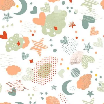 Cosmic seamless pattern in trendy colors vector Stock Illustration