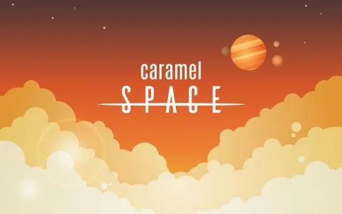 Cosmic sky with orange clouds, simple vector background Stock Illustration