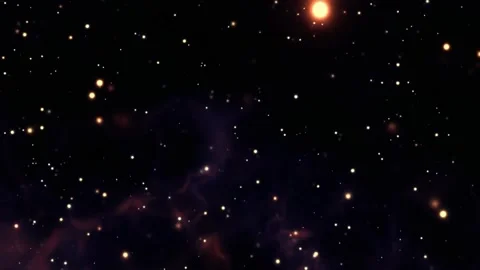 Cosmic space dust with glowing yellow stars in deep nebula. Video stock 342753733