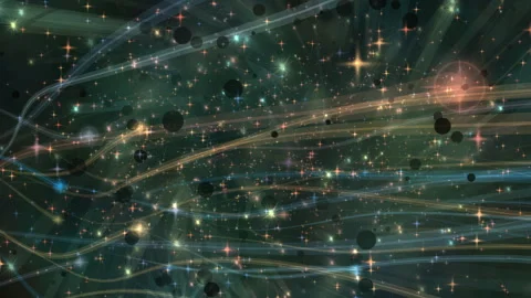 Cosmic Space Stars With Flowing Light Trails and Particles Over Abstract Nebula Vídeo Stock 340270124