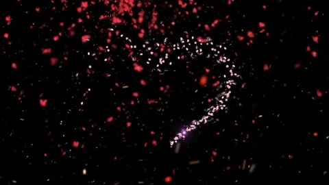 Cosmic spark particles forming a glowing ring in deep space with vibrant red Stock Footage 346198288