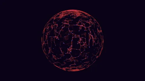 Cosmic sphere 3d model of red and blue dot pattern planet Video stock 278066270