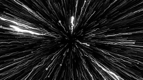 Cosmic stream with glowing lines on black background. Motion. Immersion in Stock Illustration
