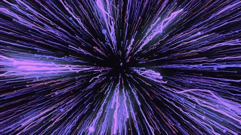Cosmic stream with glowing lines on black background. Motion. Immersion in Illustrazione stock