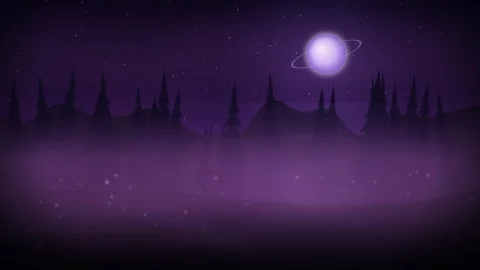 Cosmic surreal forest background Stockbeeldmateriaal 344032329