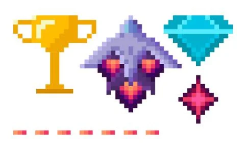 Cosmic Symbol, Pixel Game, Space Award Vector イラスト素材