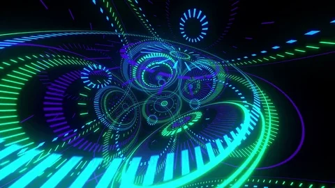 Cosmic Techno Elements Visual Stock Footage 75607446