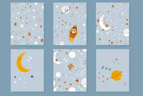 Cosmic theme cards Stock Illustration