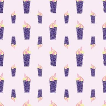 Cosmic unicorn smoothies seamless vector pattern Stock Illustration