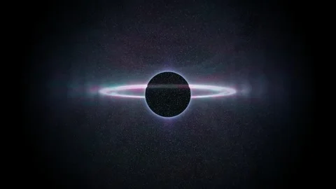 Cosmic Void Singularity with Bright Neon Light Ring 3D Animation Background Video stock 345730228
