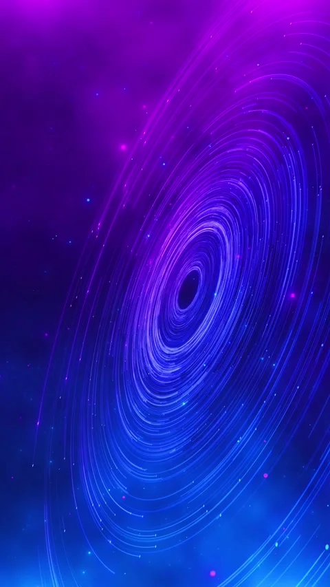 Cosmic vortex light animation blue violet trails, star particles, swirling deep Stock Footage 340477174