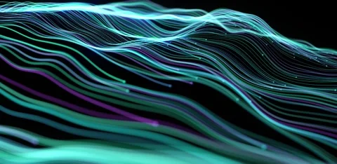Cosmic Waves: Glowing Blue, Green, and Purple Lines Stock-Footage 343551801