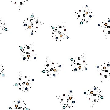 Cosmic way between planets vector seamless pattern Stock Illustration