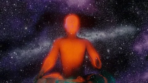 Cosmic Yogi Made of Light and Stars Moving Infinite Loop with Galaxy Stock Footage 246782876