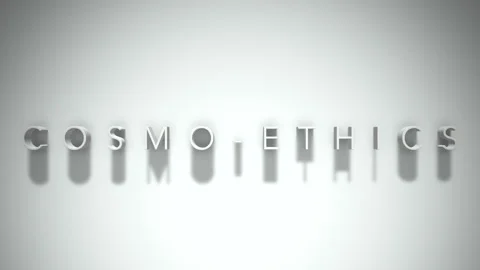 Cosmo ethics 3D title animation white text on a white background Stock Footage 298897887