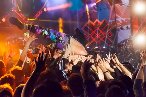 Cosmo, stage diving. Stock Photos