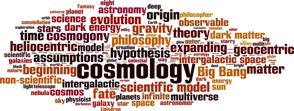 Cosmology word cloud Stock Illustration