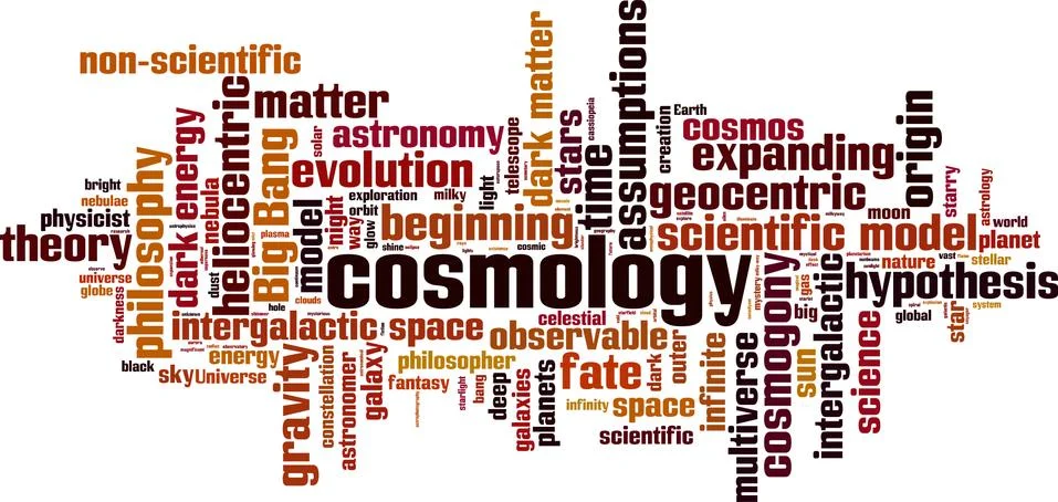 Cosmology word cloud Stock Illustration