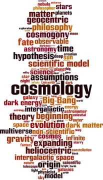Cosmology word cloud Stock Illustration