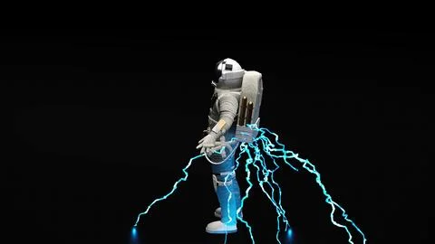 Cosmonaut with lighting bolt Stock Illustration